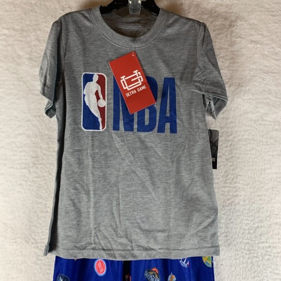 NBA Basketball‎ Ultra Game Pajama Set Boys 7 Heather Gray Blue Sleepwear S7896 - Picture 2 of 9